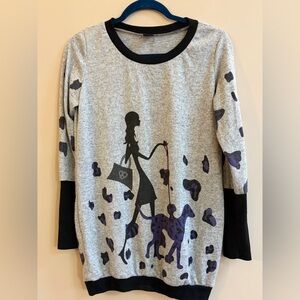 B&S Style by Korea Woman Walking Dalmatian Dog Long Sleeve Y2K Style Sweater Top